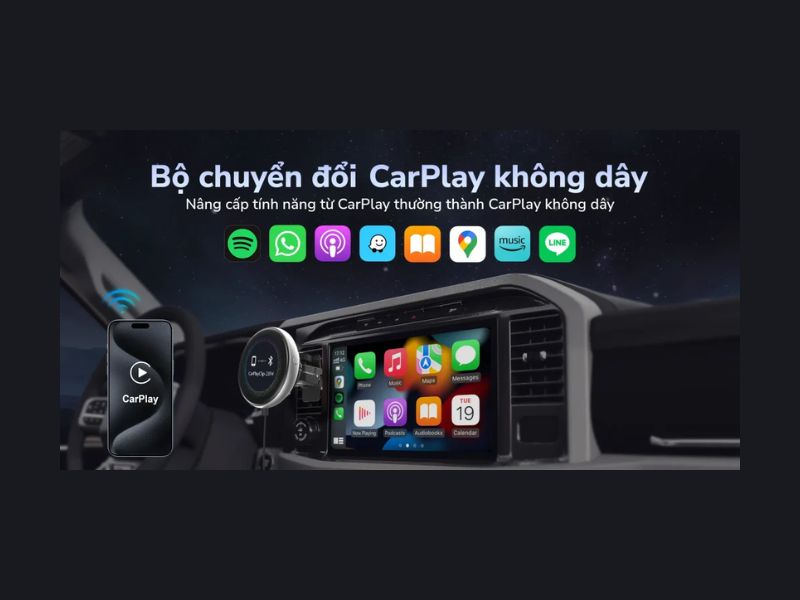 Biến CarPlay có dây thành không dây, trải nghiệm lái xe hiện đại