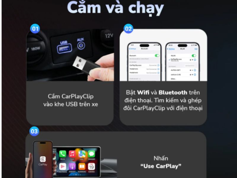 Cách sử dụng bộ chuyển đổi CarPlay không dây CarPlayClip 