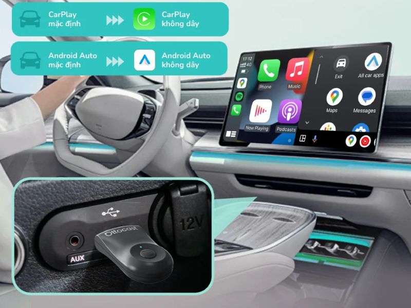 Chuyển CarPlay/Android Auto sang không dây cực kỳ tiện lợi
